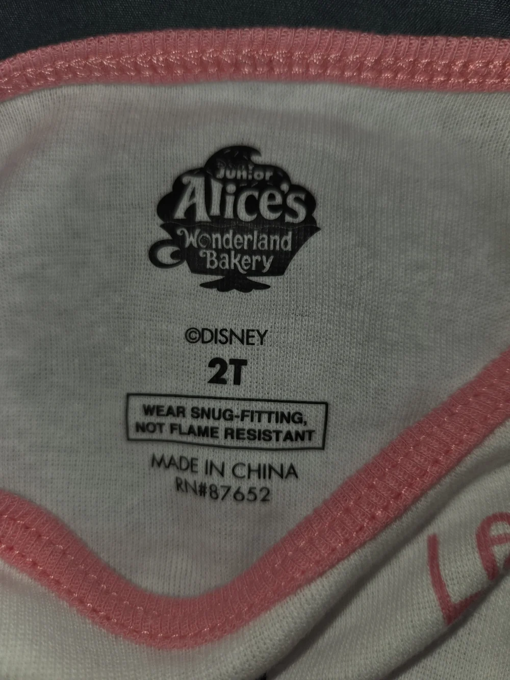Disney White and Pink Alice's Wonderland Bakery Girls' Pajamja Sets 2T NWT